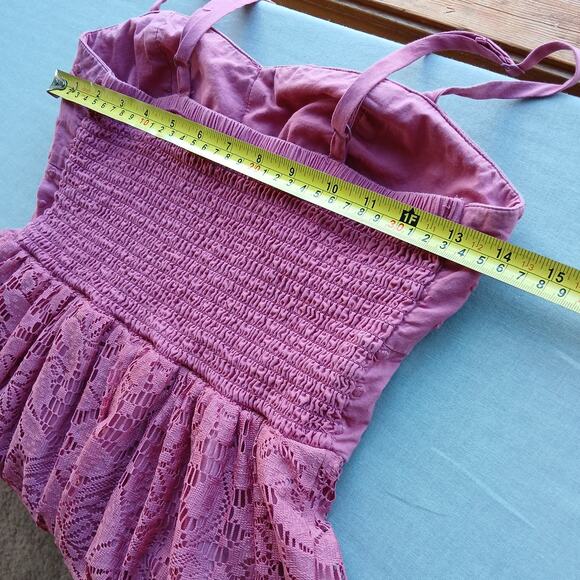 AEO Pink Bustier Lace Babydoll Dress Small removable padding adjustable straps - Picture 11 of 16